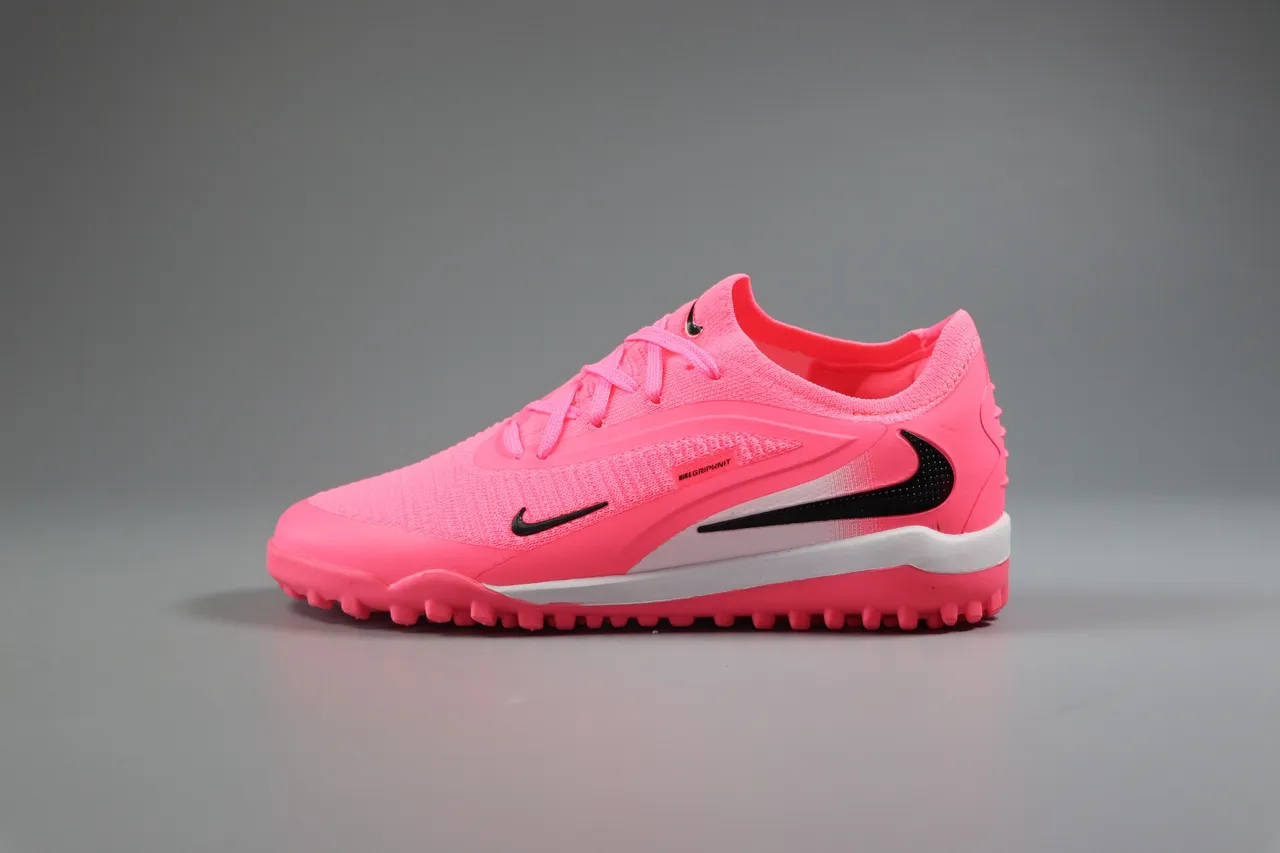 Nike Pink Green Low-Cut Synthetic Overlay Cage Artificial-Grass Soccer Shoes