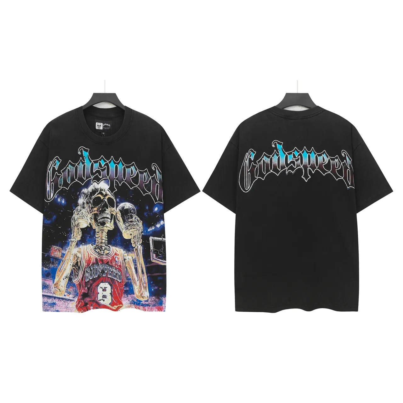 Godspeed Skeleton Basketball Player Graphic Oversized T-Shirt