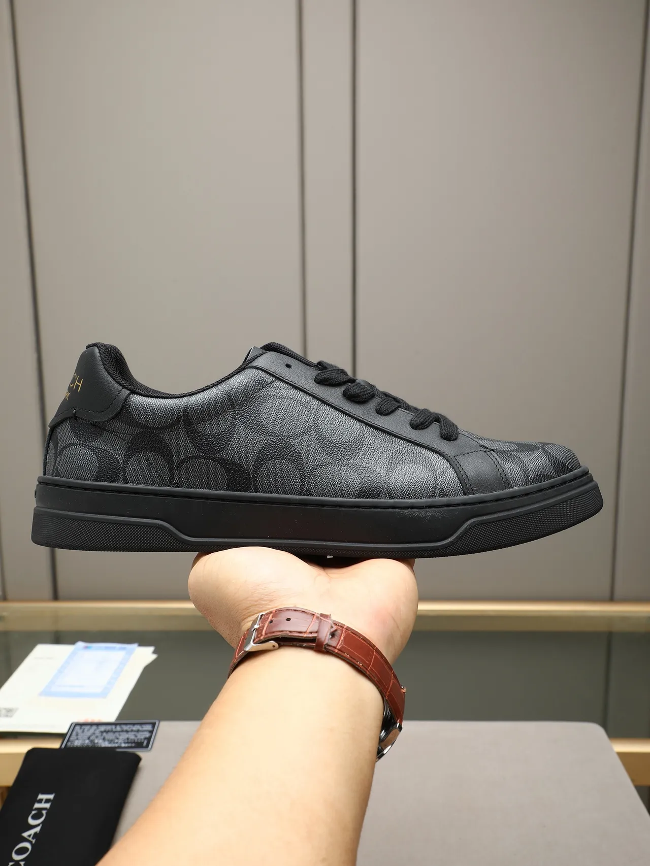 Coach Monogrammed Black Low-Top Lifestyle Sneakers