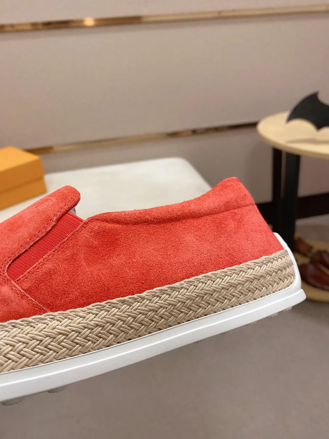 Coral Suede Slip-On Espadrille Boat Shoe