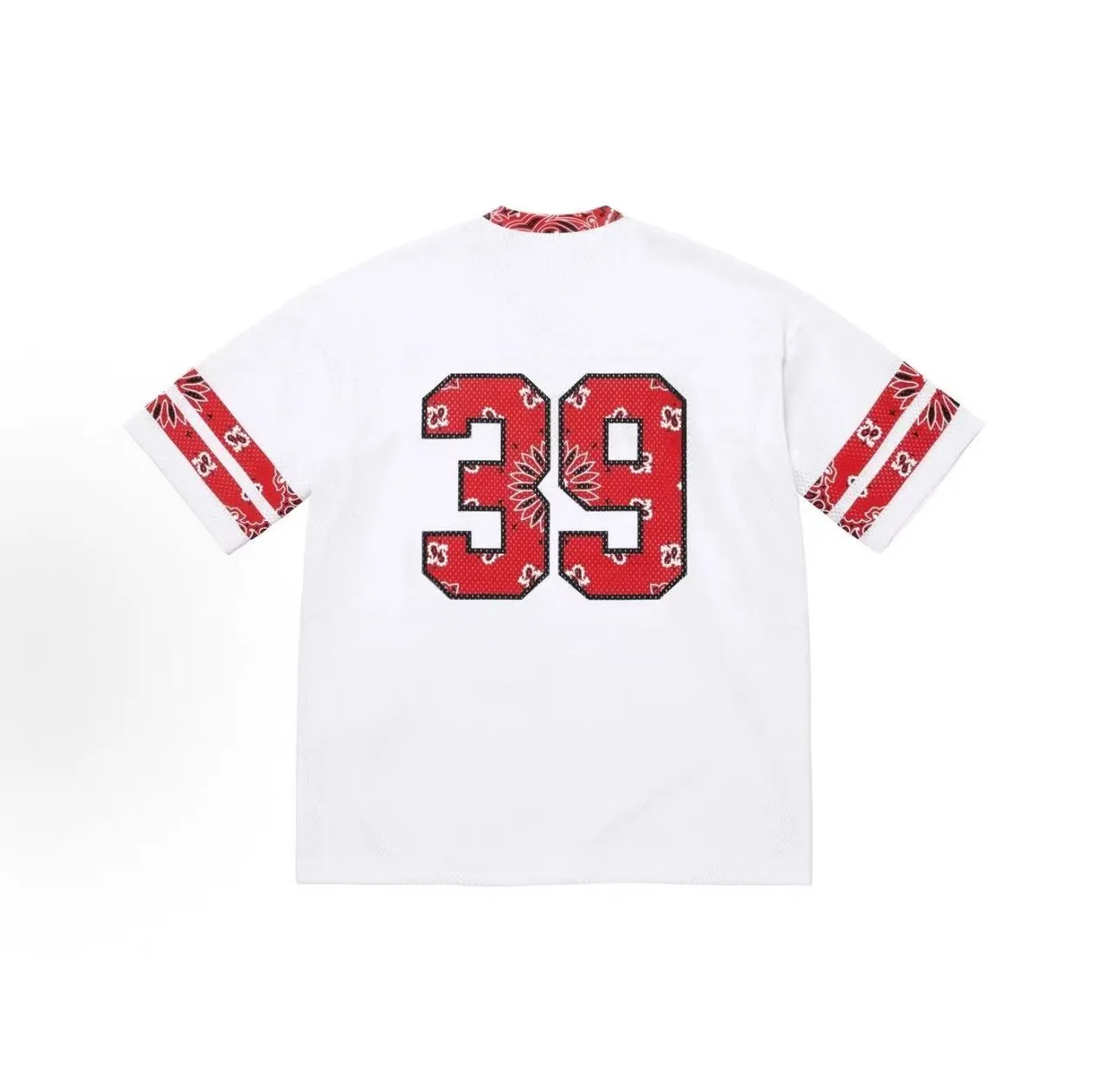 Supreme Football White Red Mesh Fabric V-Neck Jersey