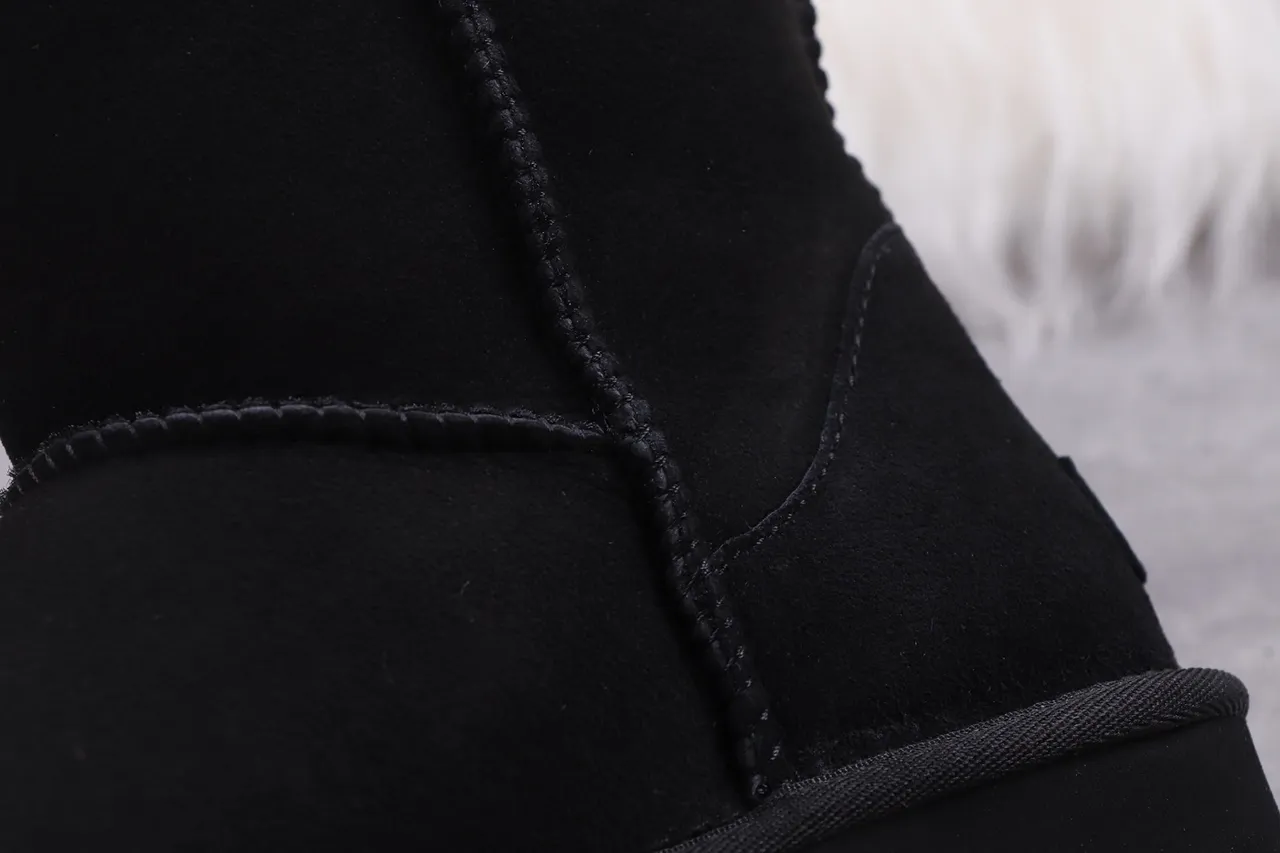 UGG Classic Tall Black Suede Shearling-Lined Knee Boots