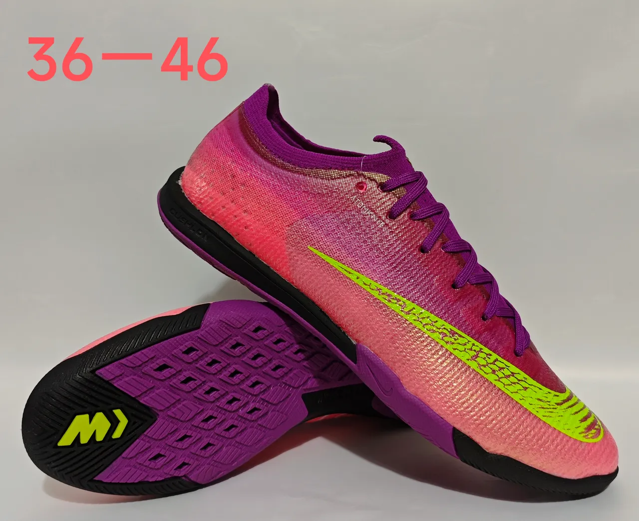 Nike Pink Purple Knit Upper Gradient Colorway Indoor Soccer Shoes