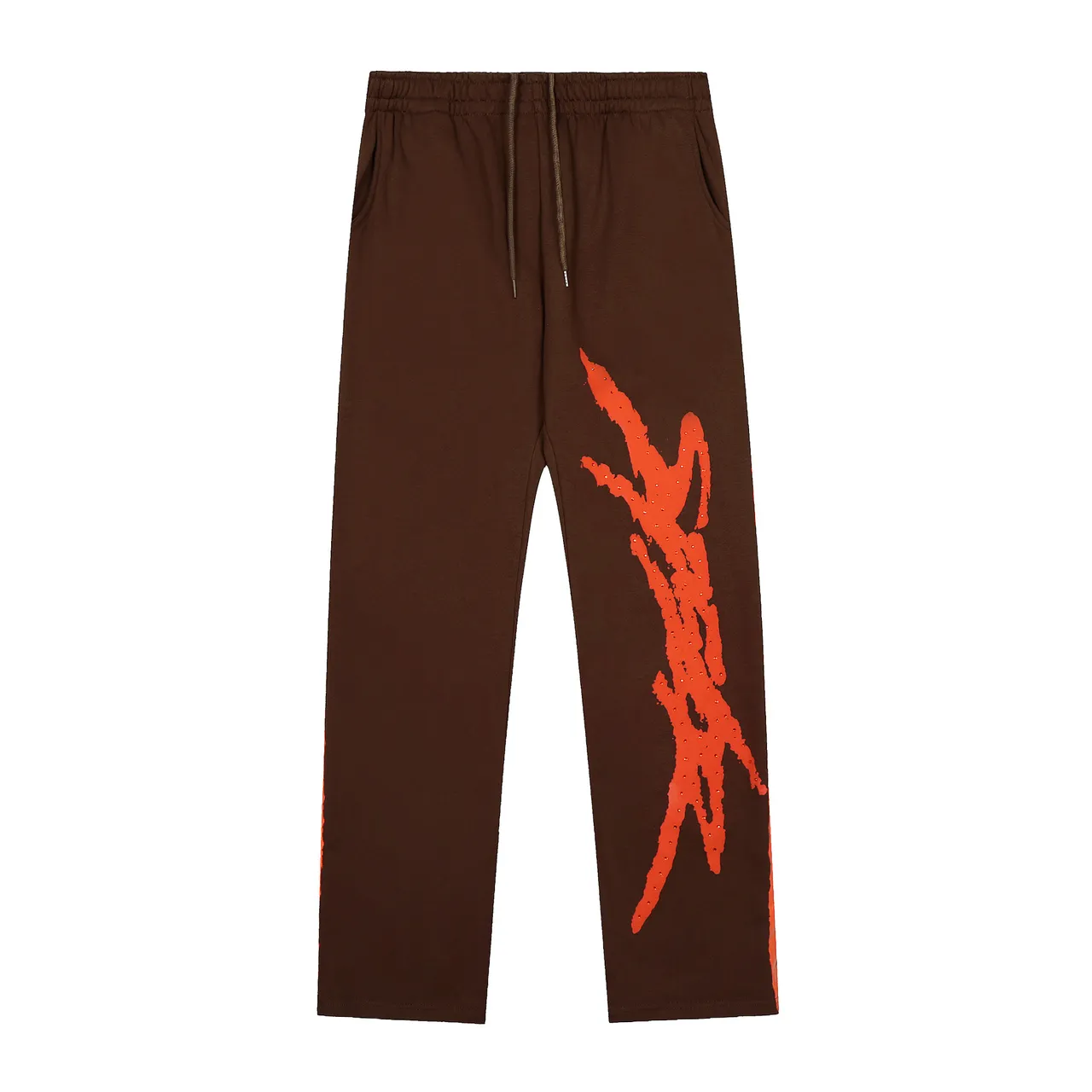 Brown or Black Graphic-Print Oversized Hoodie and Sweatpants Tracksuit