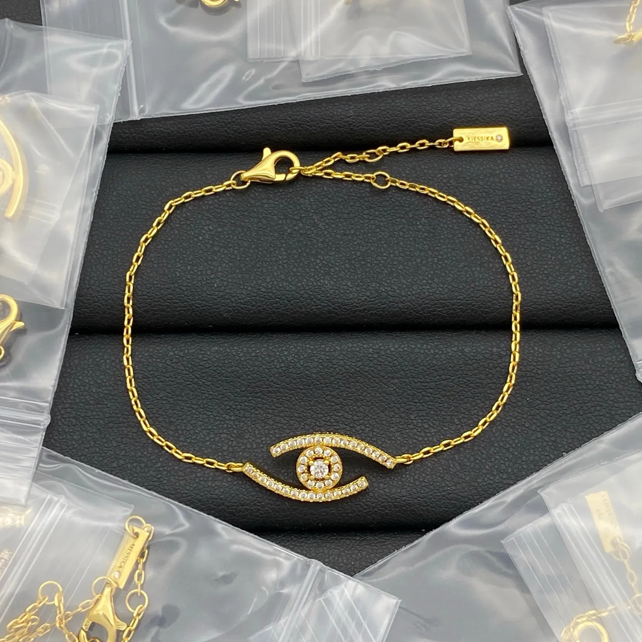 Messika Silver Gold Chain-Link Pavé-Set Rectangle Bracelet