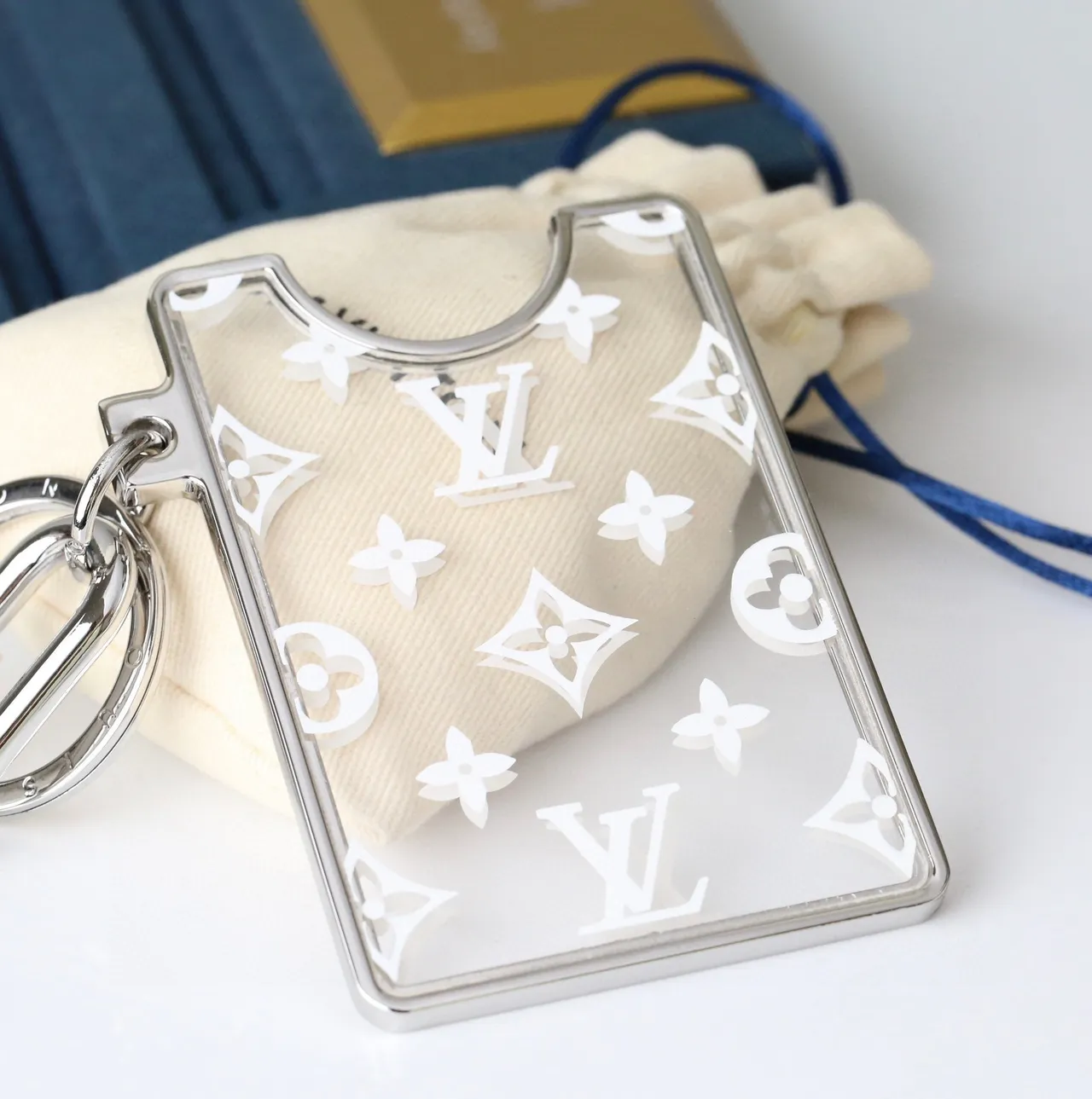 Louis Vuitton Transparent White Acrylic Monogram Print Phone Accessory