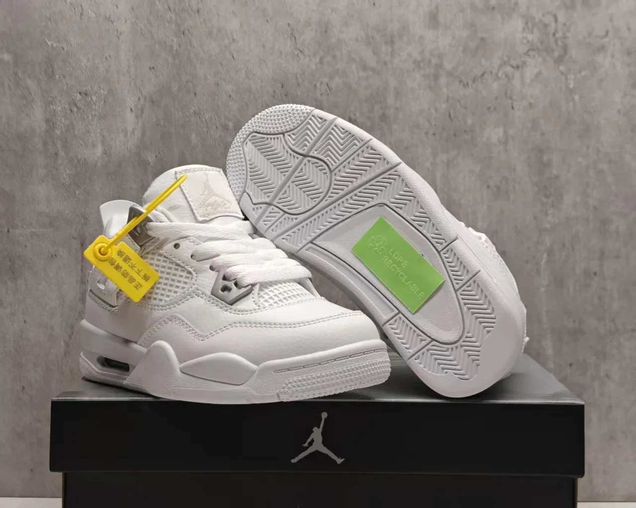 Air Jordan 4 Beige Orange Black Basketball Shoes