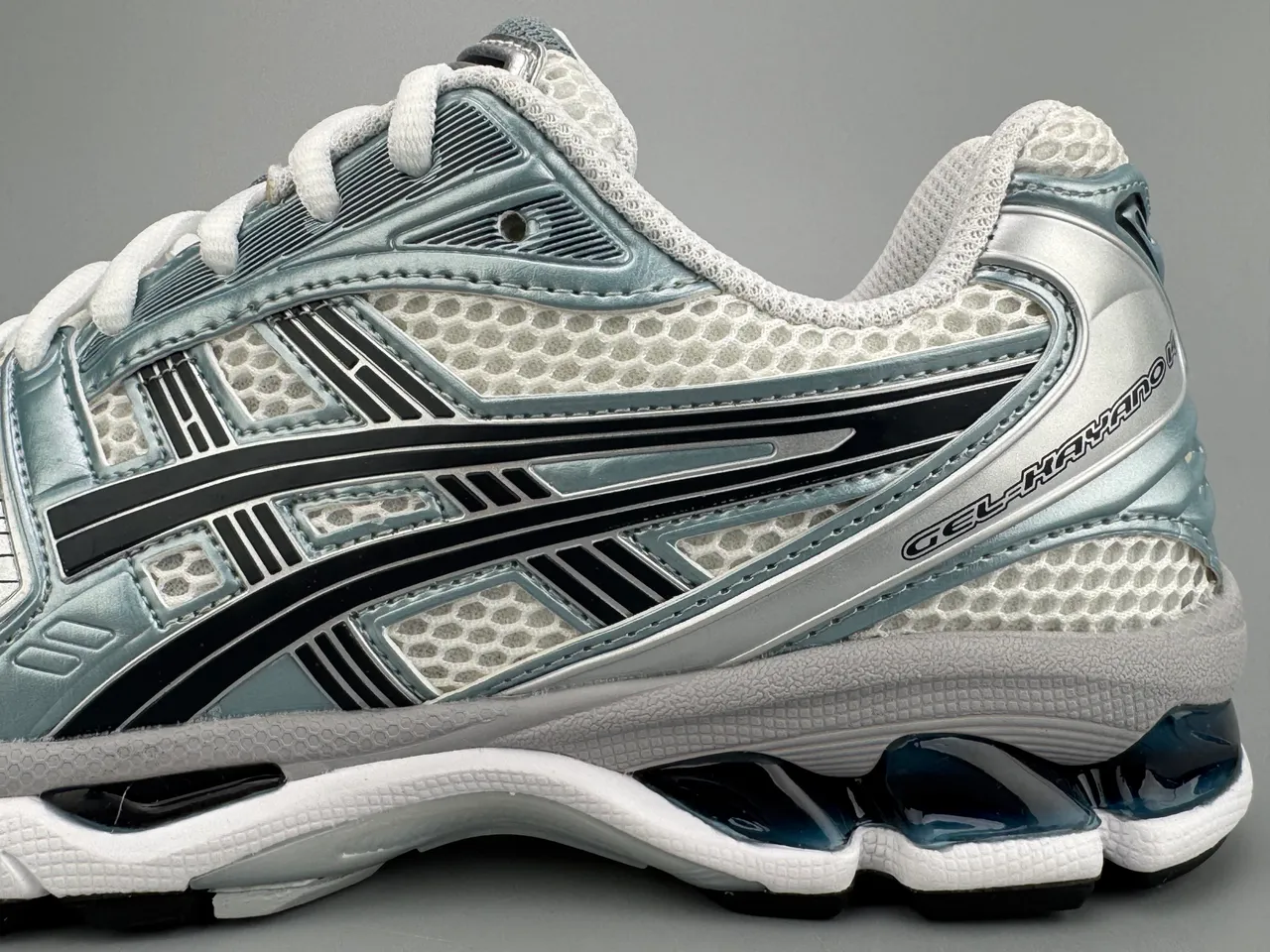 ASICS Gel-Kayano Silver White Black Running Shoes