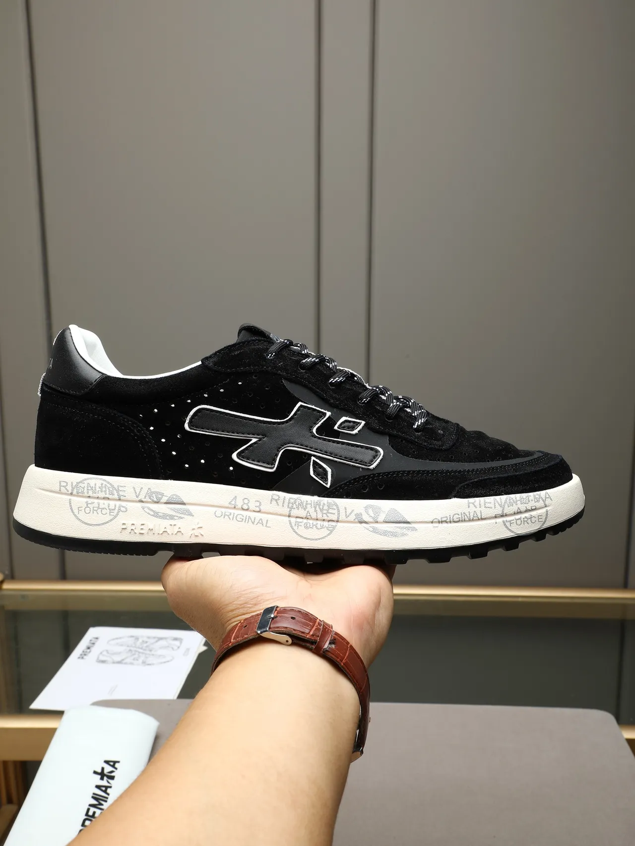 Premiata Black Suede X-Logo Lifestyle Sneakers