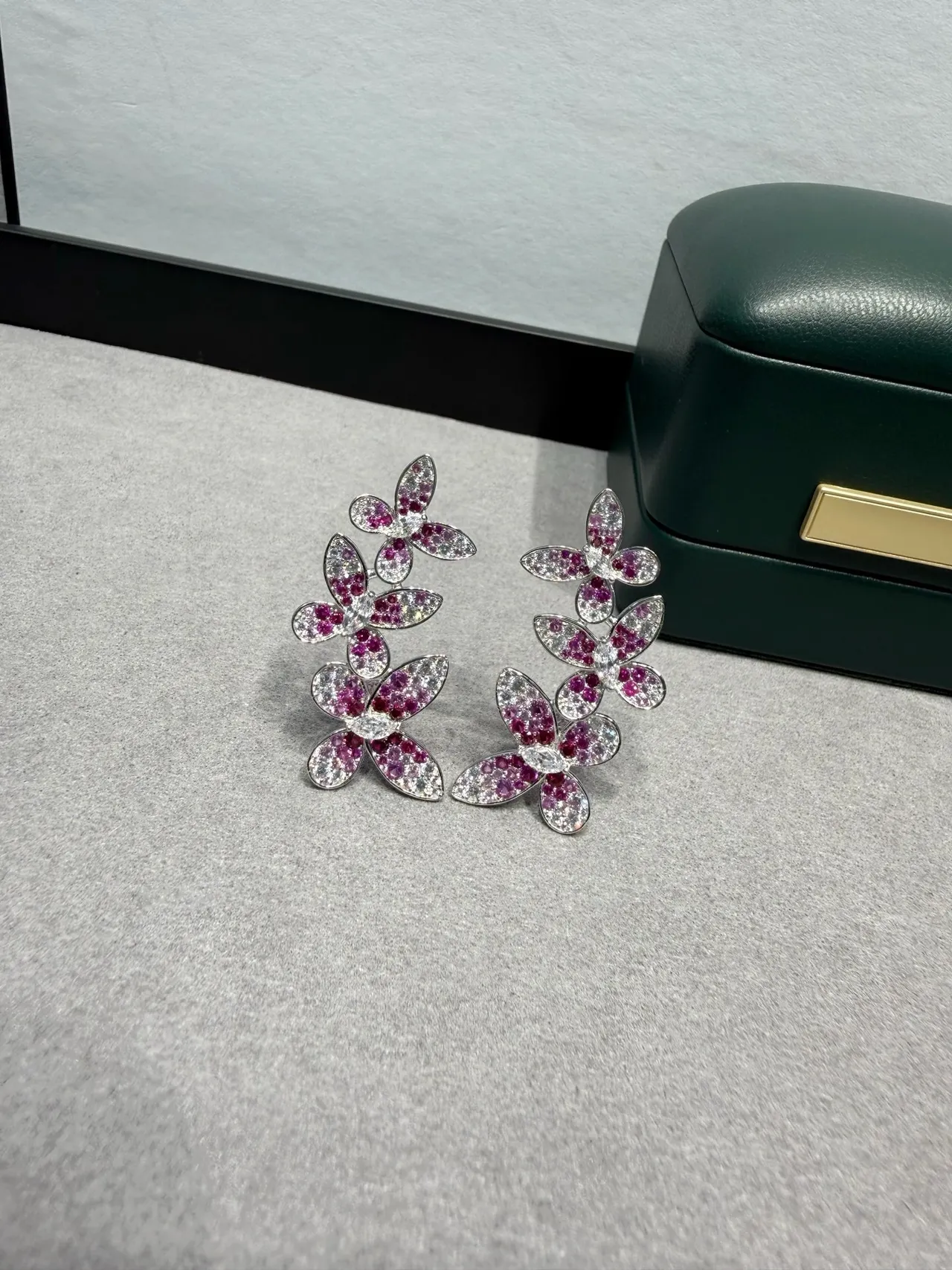 Van Cleef & Arpels Frivole Pink and White Floral Cluster Earrings