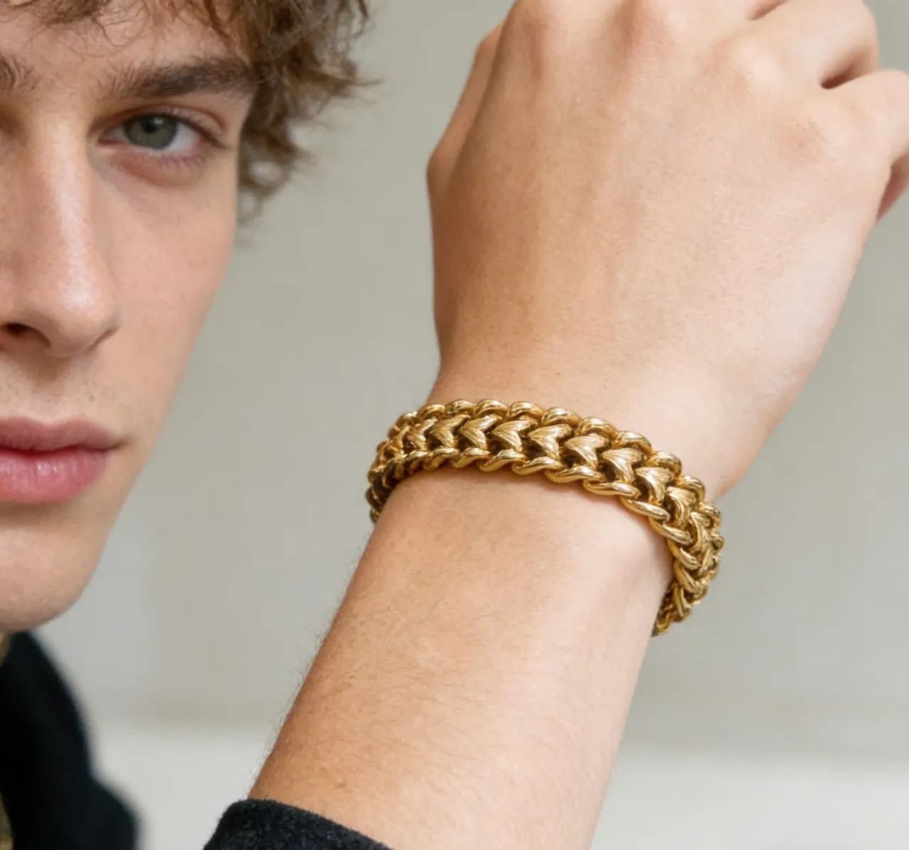 Gucci Braided Curb Chain Gold-Tone Bracelet