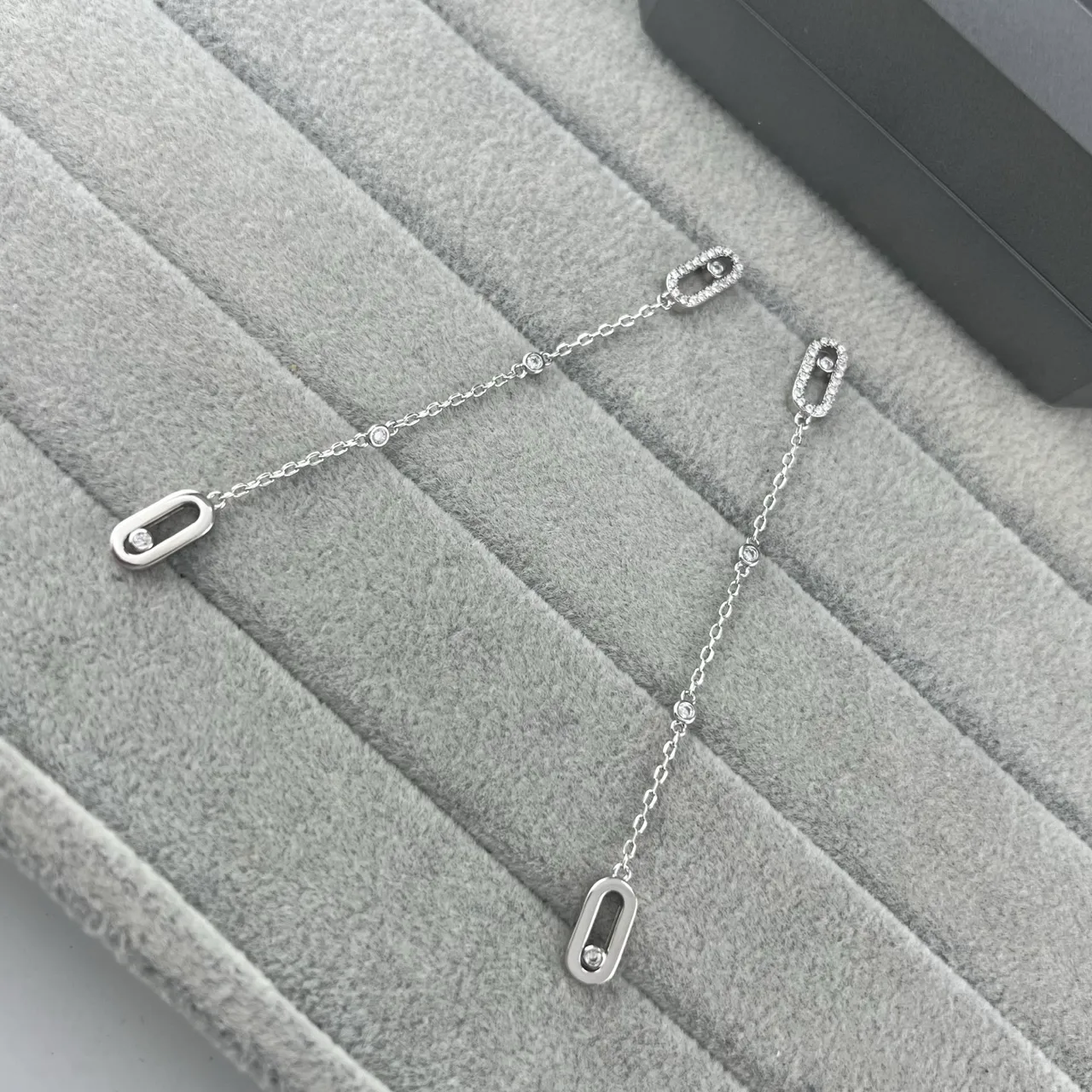 Gold Silver Chain-Link Pavé-Set Stones Bracelet