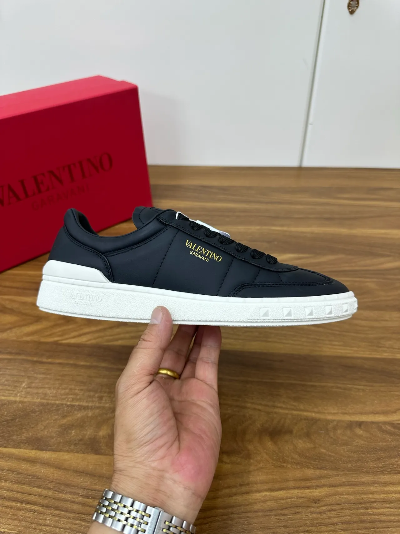 Valentino Rockstud Black and White Lifestyle Sneakers