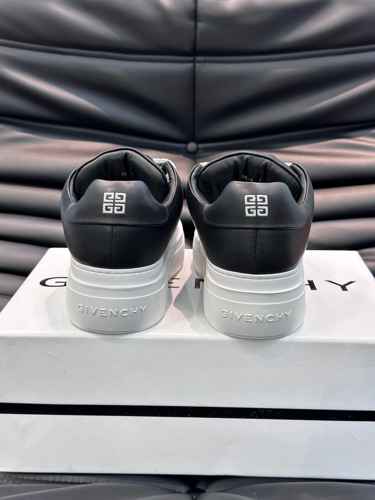 Givenchy Black White Platform Sole Leather Upper Lifestyle Sneakers
