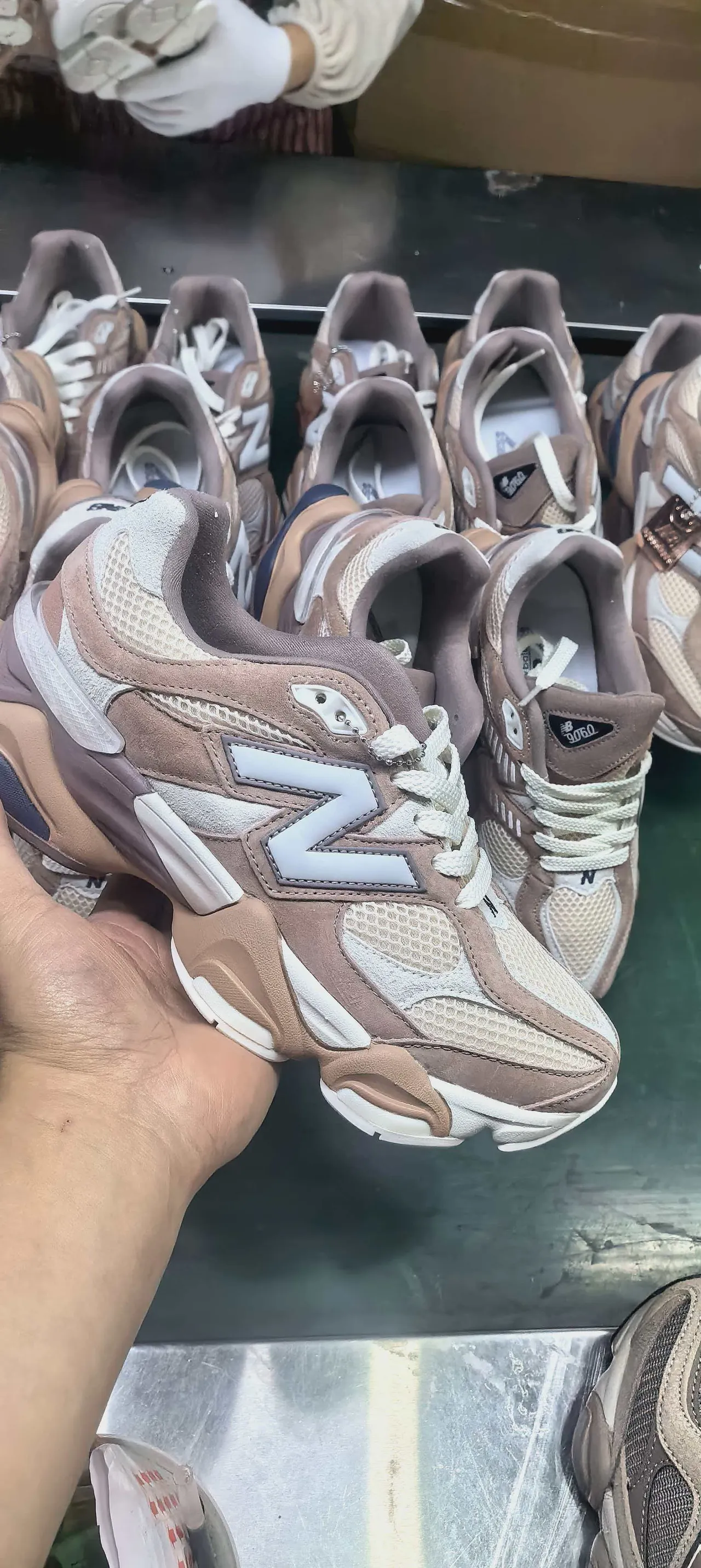 New Balance 9060 Taupe Beige Chunky Sneakers