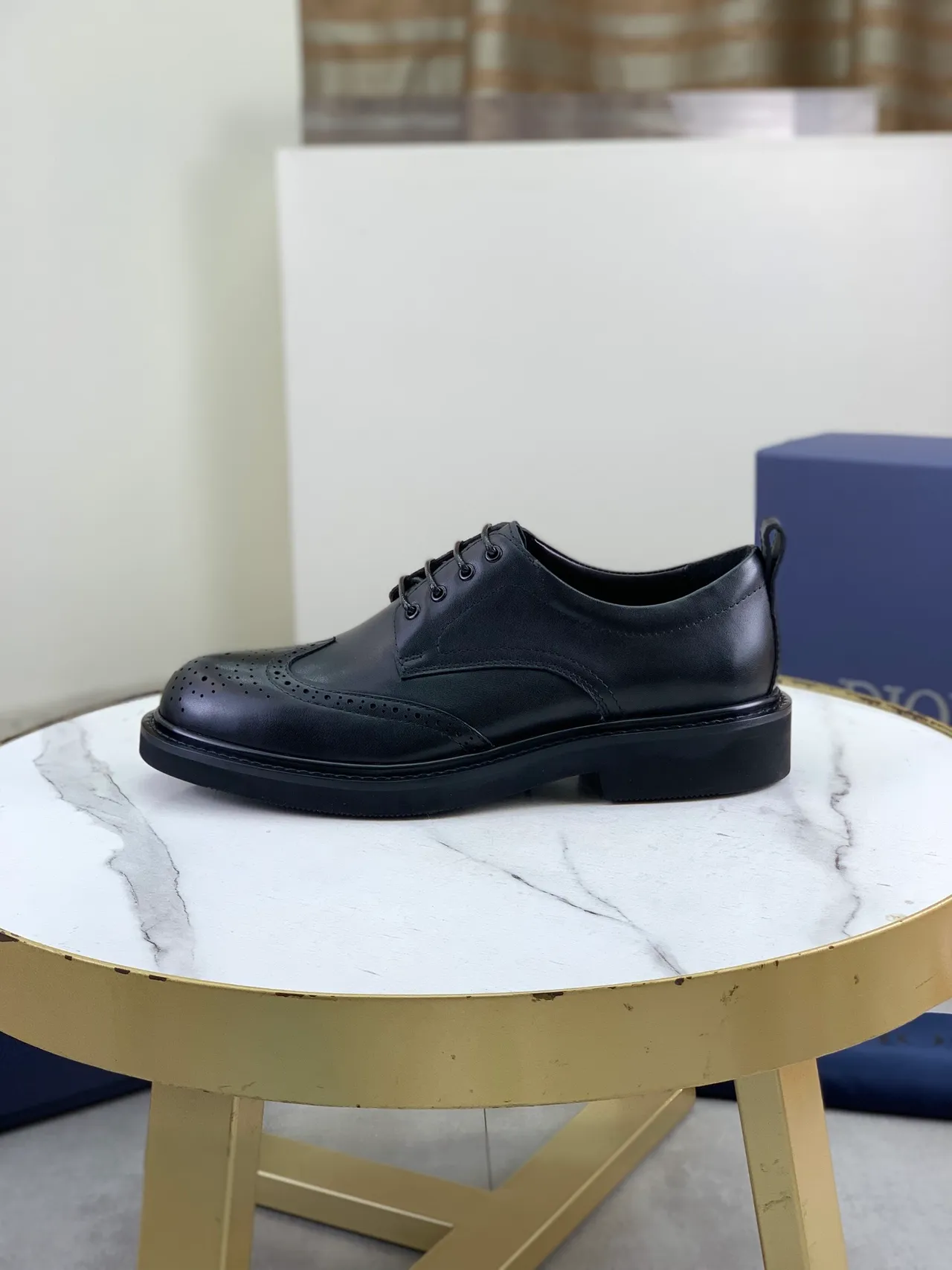 Dior Black Wingtip Full Perforation Brogue