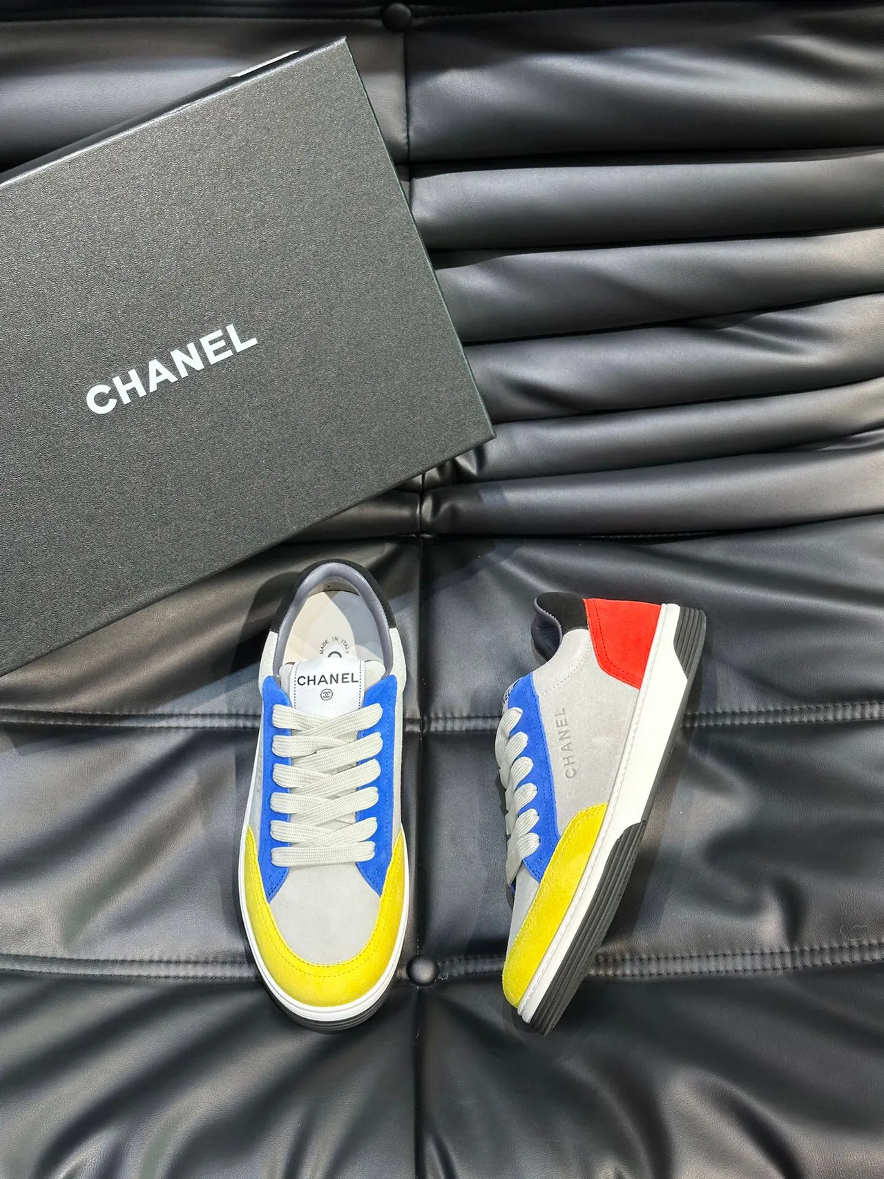 Chanel Color-Blocked Suede and Leather Lifestyle Sneakers