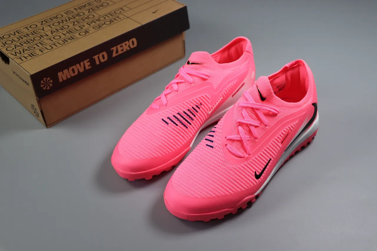 Nike Pink Green Low-Cut Synthetic Overlay Cage Artificial-Grass Soccer Shoes