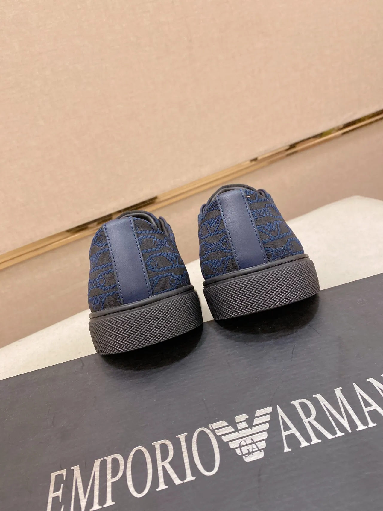 Emporio Armani Navy Jacquard Low-Top Lifestyle Sneakers