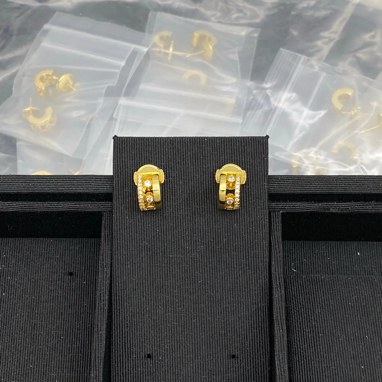 Messika Gold Silver Rectangular Frame Pavé Diamond Halo Earrings