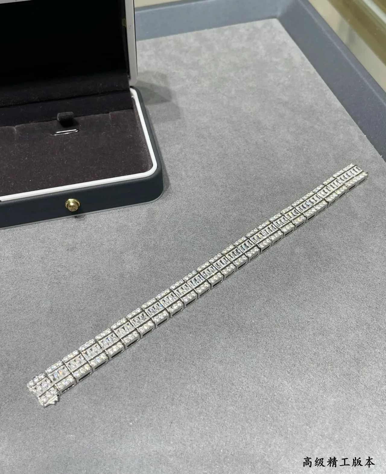 Tiffany & Co. T Collection Silver White Multi-Row Baguette-Cut Bracelet