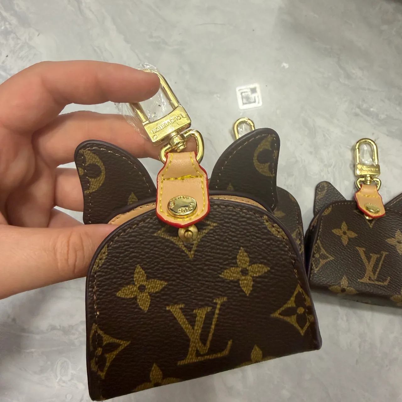 Louis Vuitton Brown Orange Dog-Face Appliqué Monogram Canvas Handbag