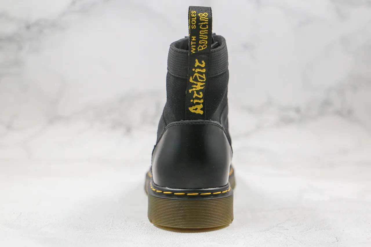 Dr. Martens Black Mixed-Material Lace-Up Ankle Boot