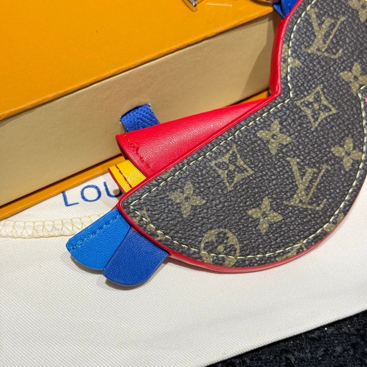 Louis Vuitton Red Multicolor Parrot-Shaped Monogram Leather Handbag