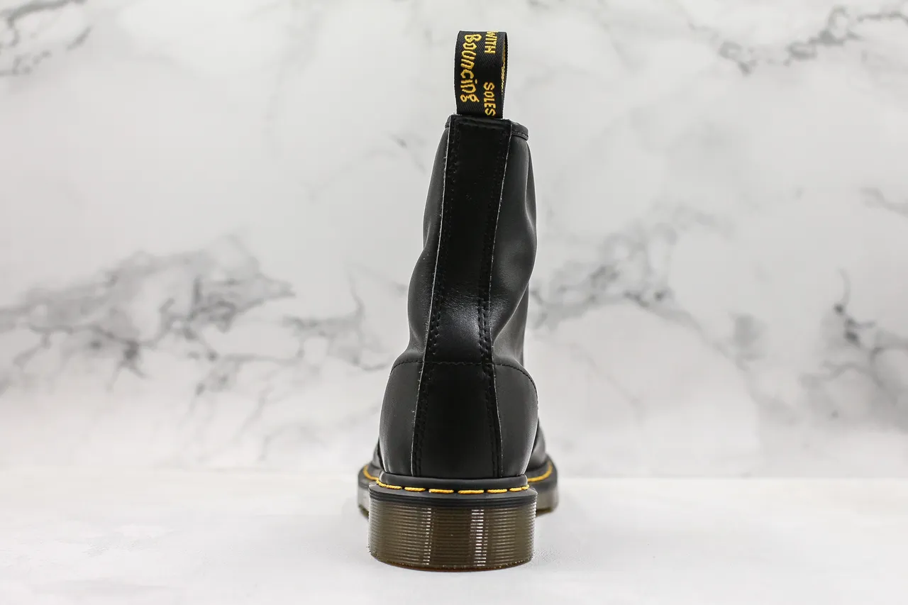 Dr. Martens 1460 Black Smooth Leather Yellow Stitch Martin Boots