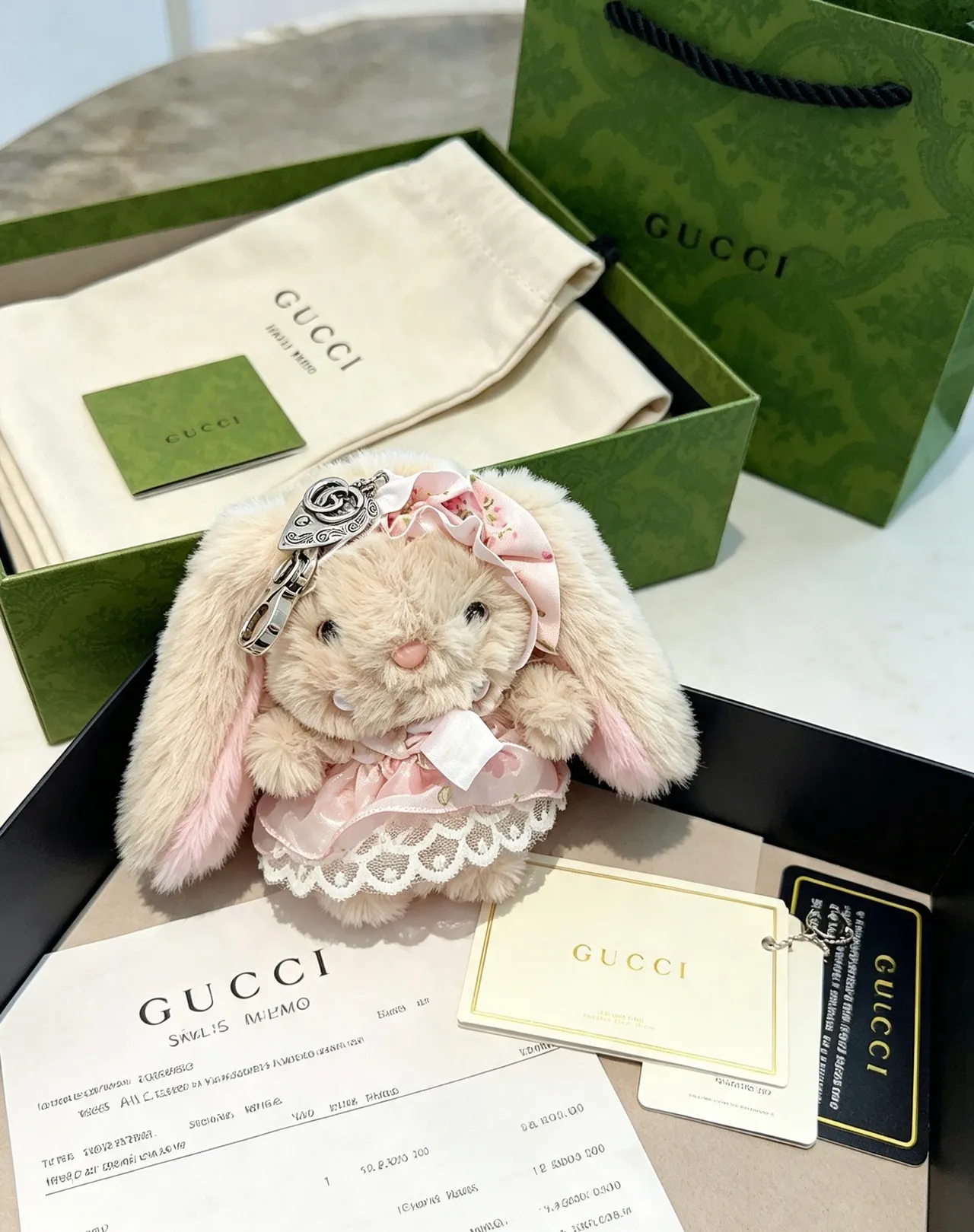 Gucci Beige Pink Plush Rabbit Faux Fur Crossbody Bag