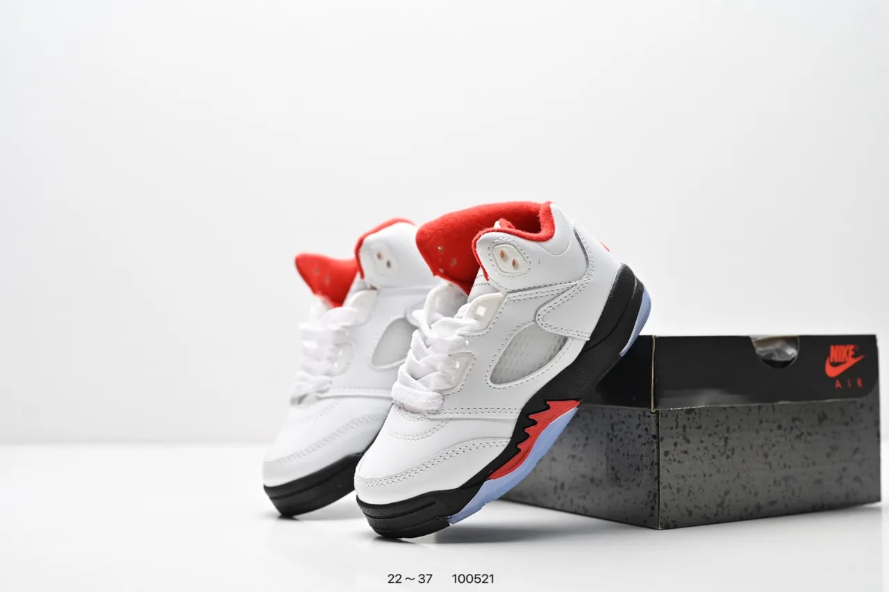 Air Jordan 5 Black Red '75' Kids Basketball Shoes
