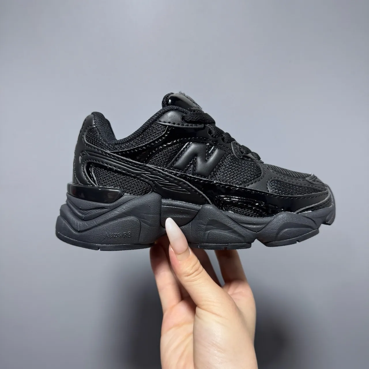 New Balance 9060 Black Glossy Chunky Sneakers