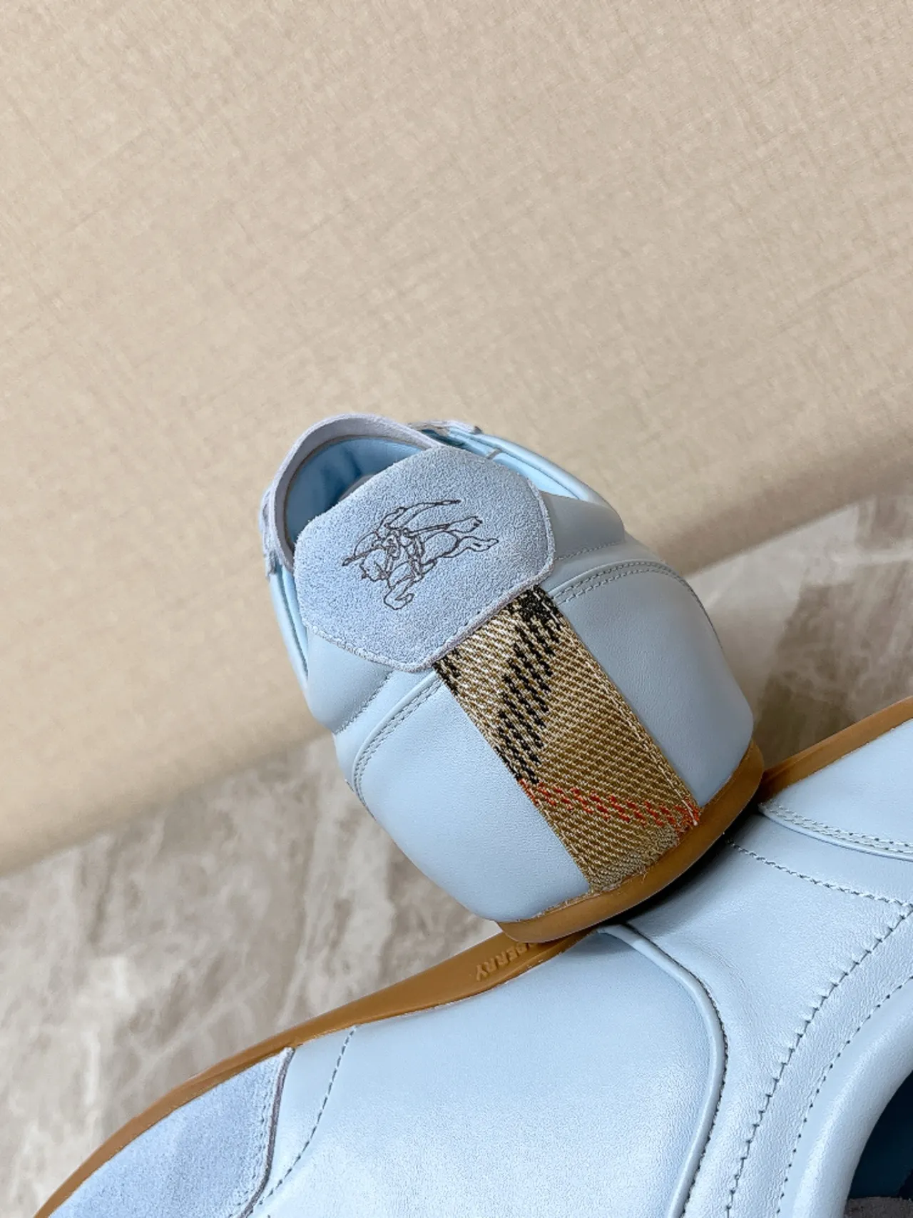 Burberry Knight Light Blue Suede-Leather Lifestyle Sneakers