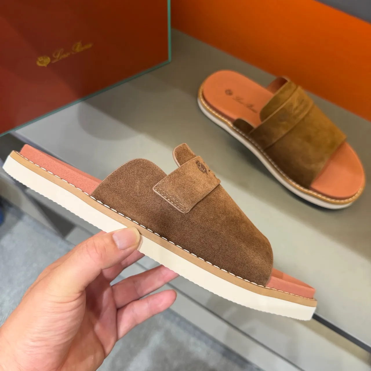 Loewe Summer Walk Suede Slide Slippers