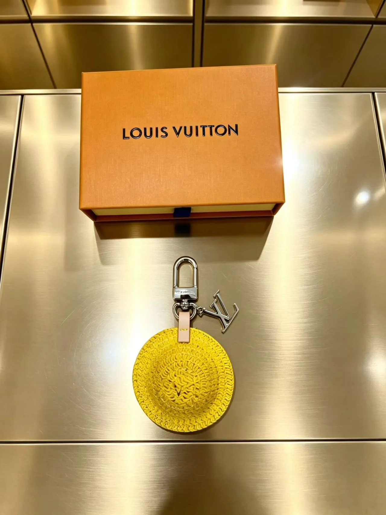 Louis Vuitton Yellow Orange Circular Woven Raffia LV Monogram Charm Handbag