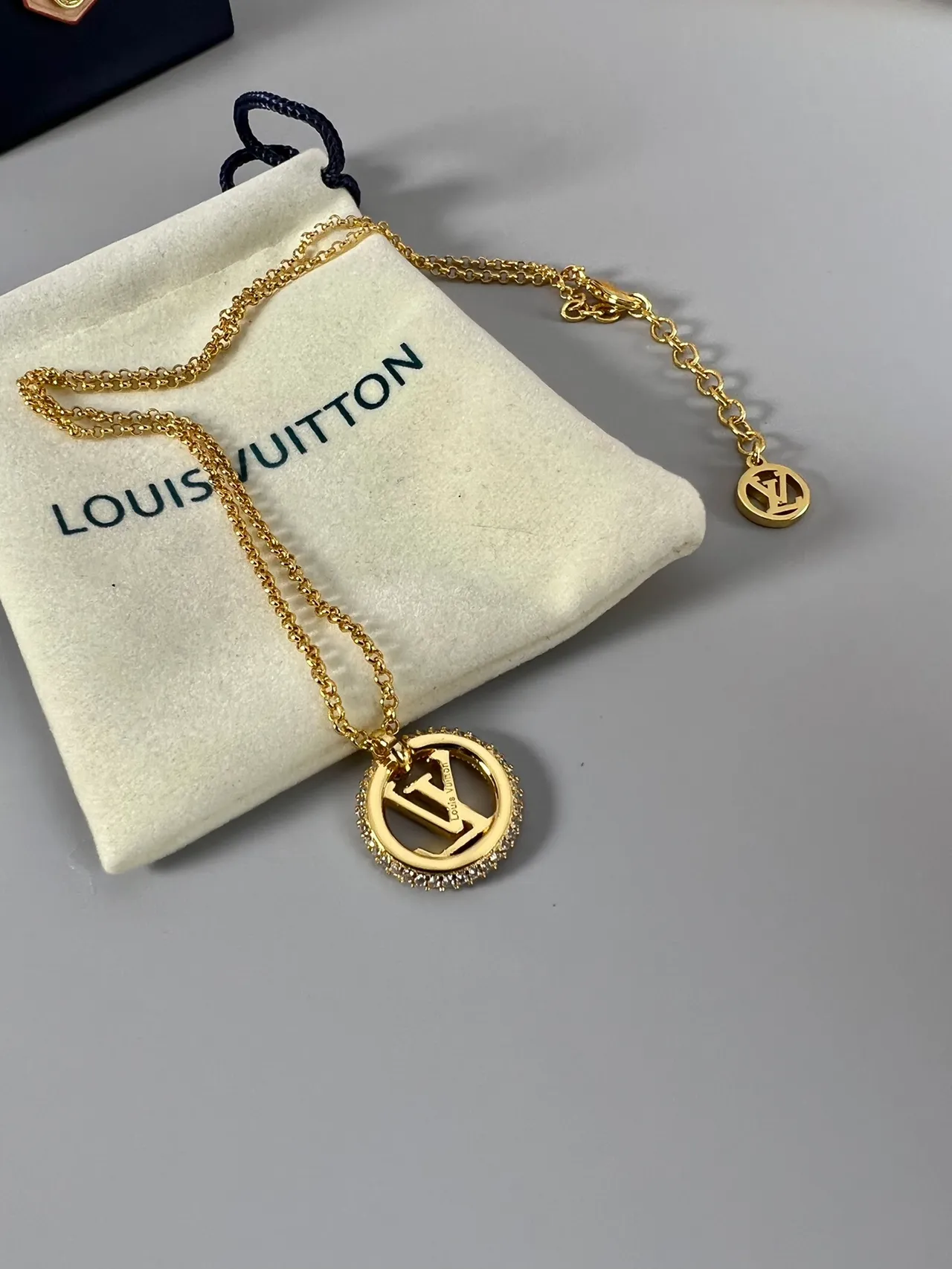 Louis Vuitton Monogram World Tour Gold-Tone Crystal Halo Necklace