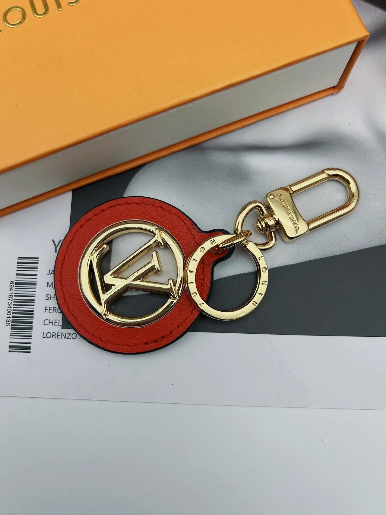 Louis Vuitton Circle Key Holder Red Gold Circular Leather Monogram Handbag