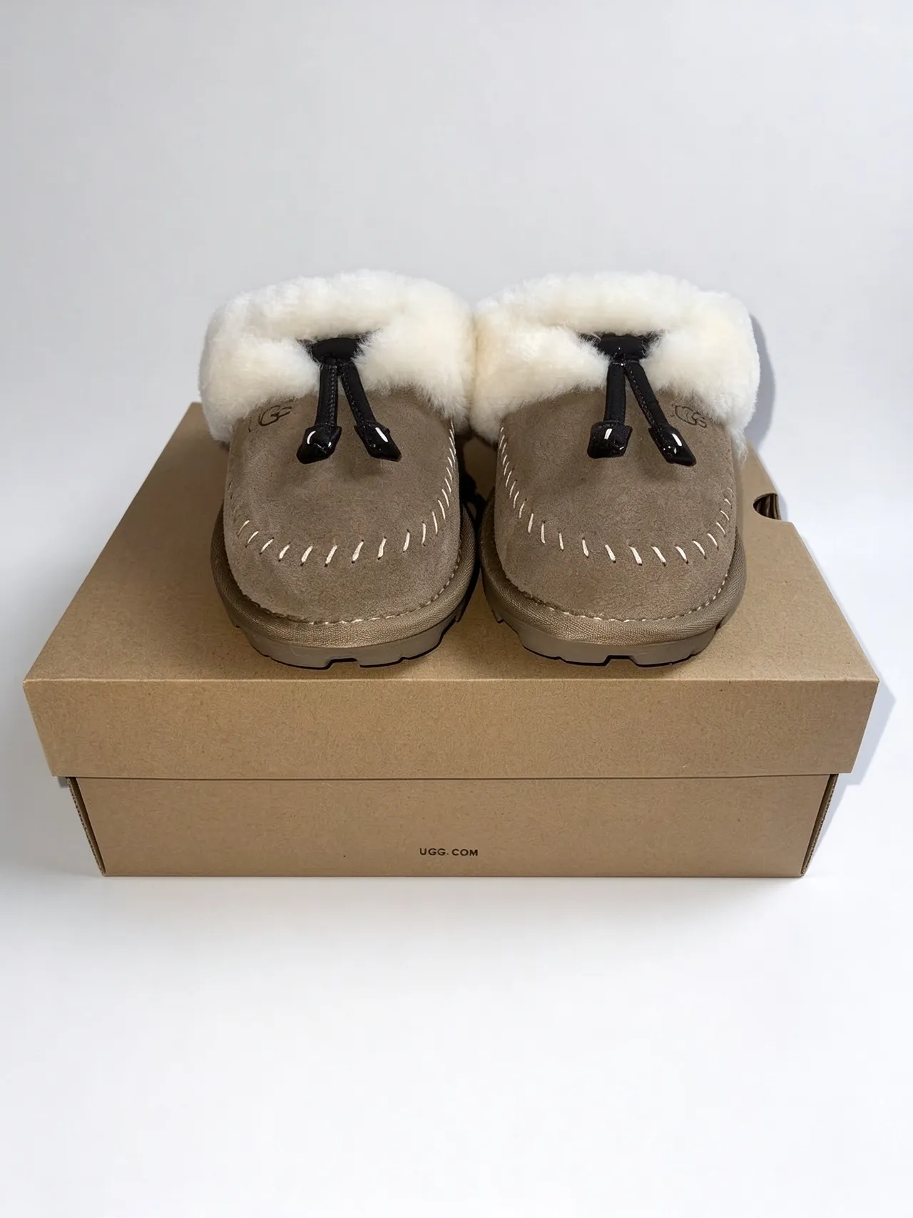 UGG Tasman Taupe Shearling-Lined Slippers