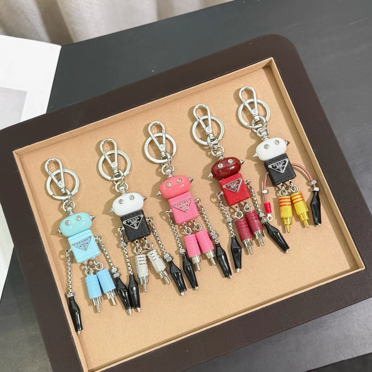 Prada Robot Multicolor Leather-and-Metal Construction Phone Case