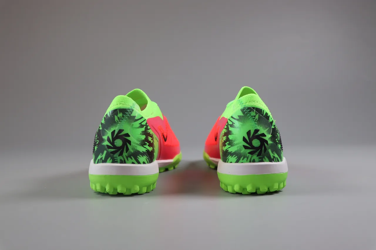 Nike Pink Green Low-Cut Synthetic Overlay Cage Artificial-Grass Soccer Shoes