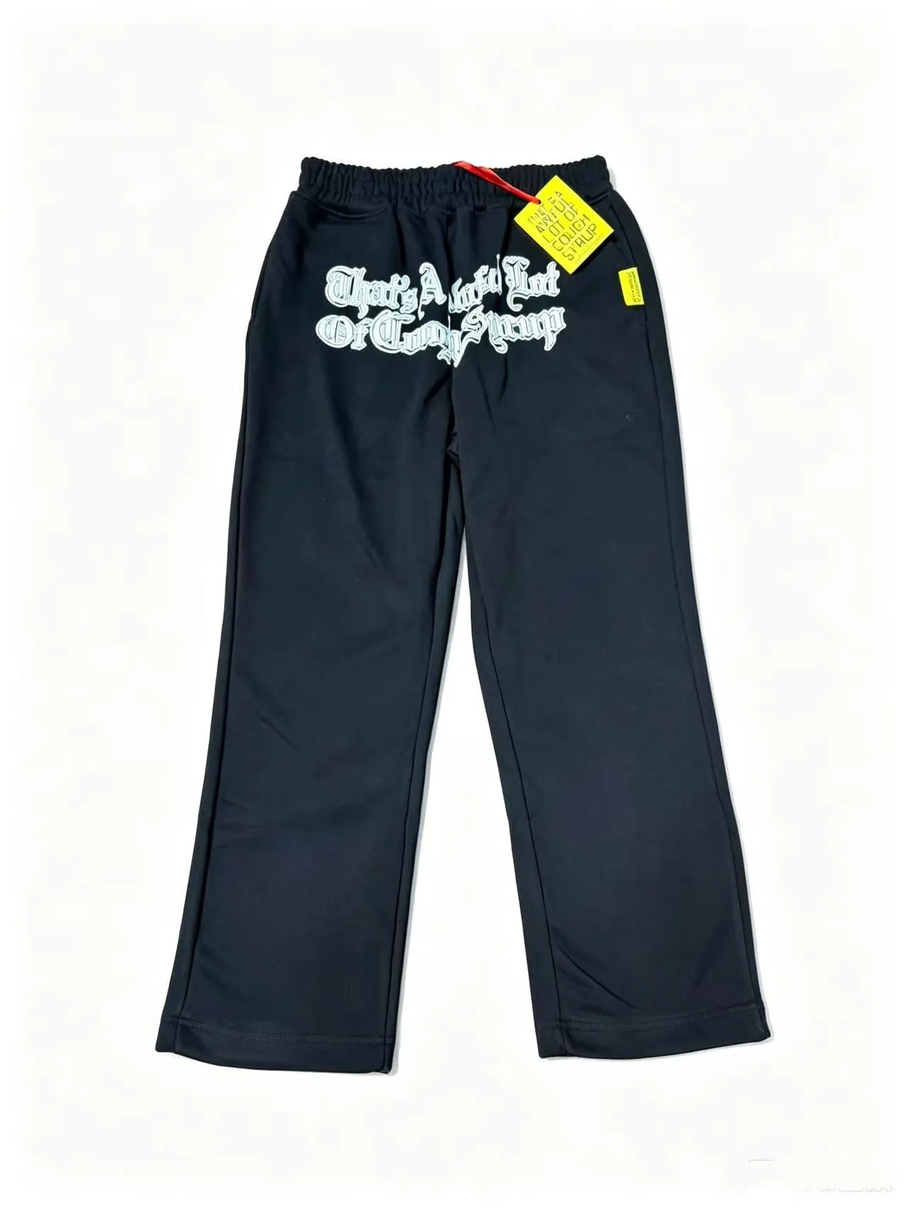 Black Gothic Typography Print Wide-Leg Sweatpants