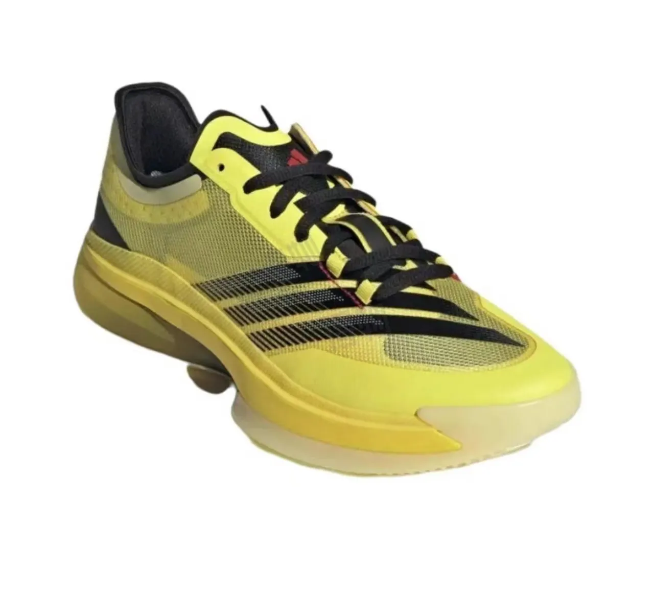 Adidas Yellow and Black Mesh Upper Three-Stripe Basketball Shoes