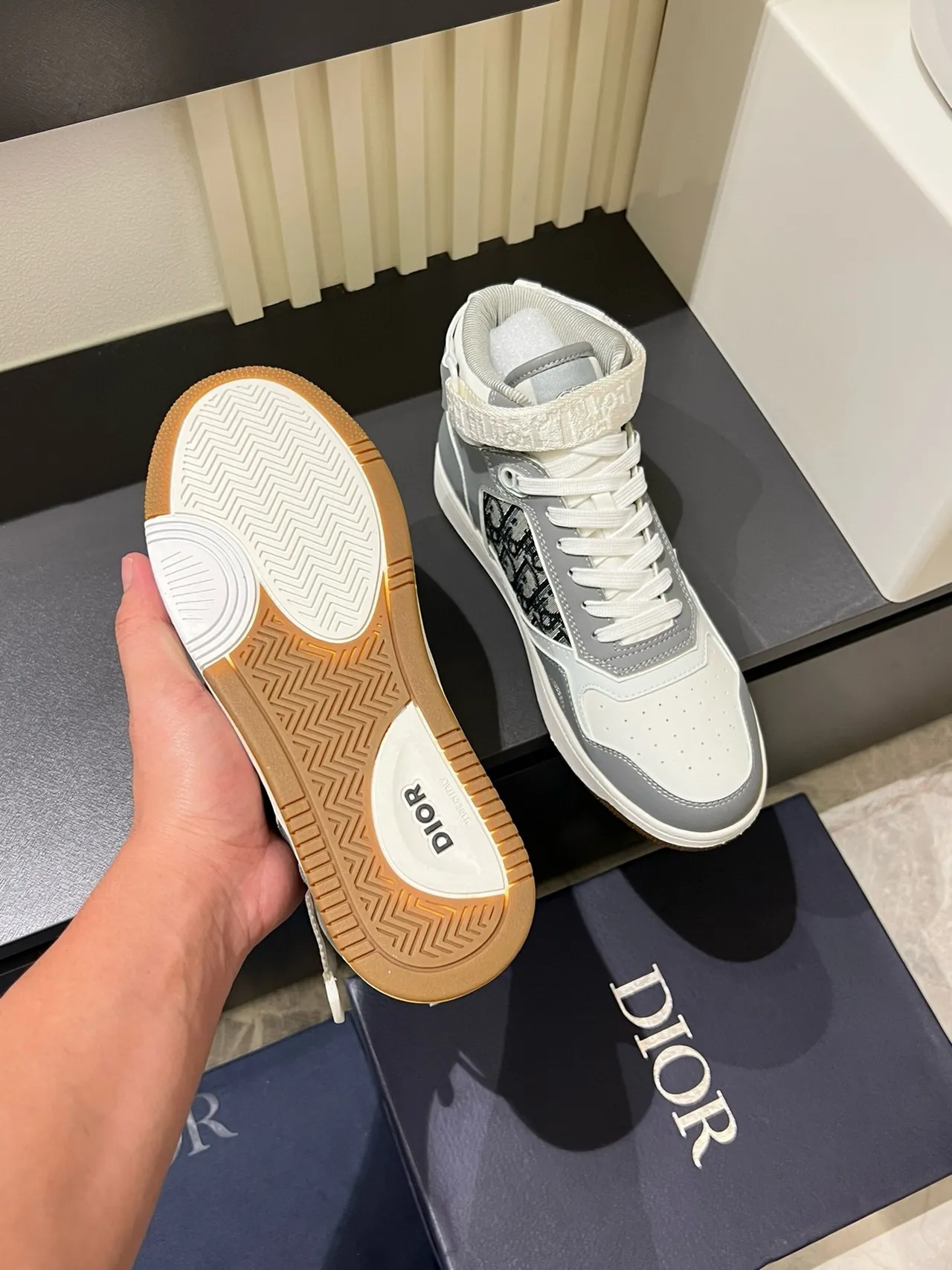 Dior B23 High-Top Monogram Panel Lifestyle Sneakers