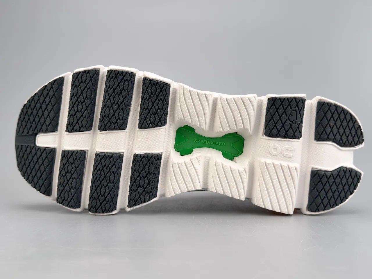 On Green White Engineered Knit Upper Segmented CloudTec Midsole Sneakers