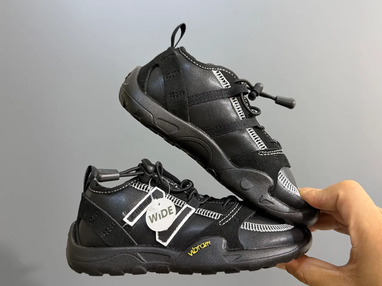 New Balance Silver Black Wide-Fit Vibram Sole Sneakers
