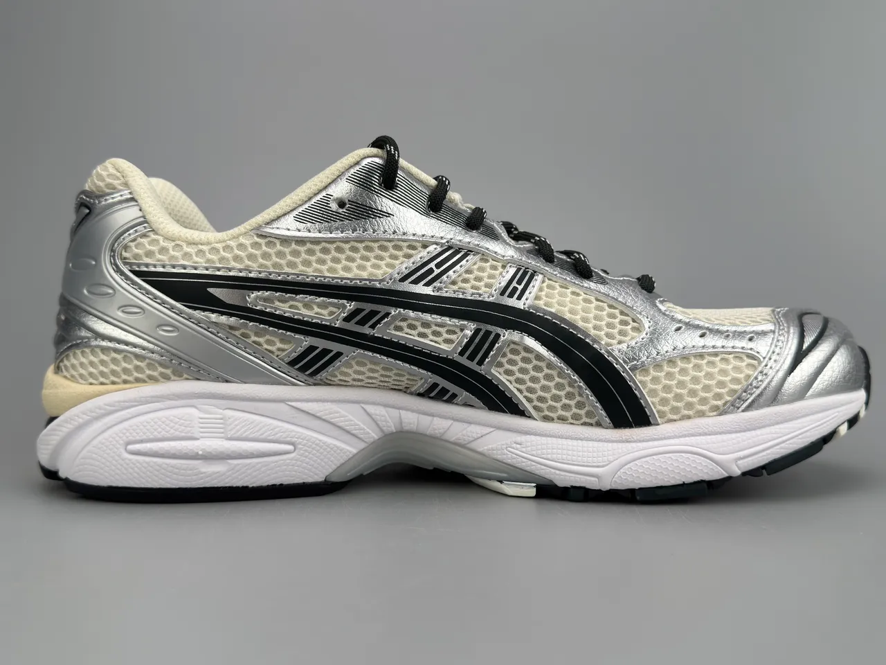 ASICS Gel-Kayano 14 Silver Black Cream Running Shoes