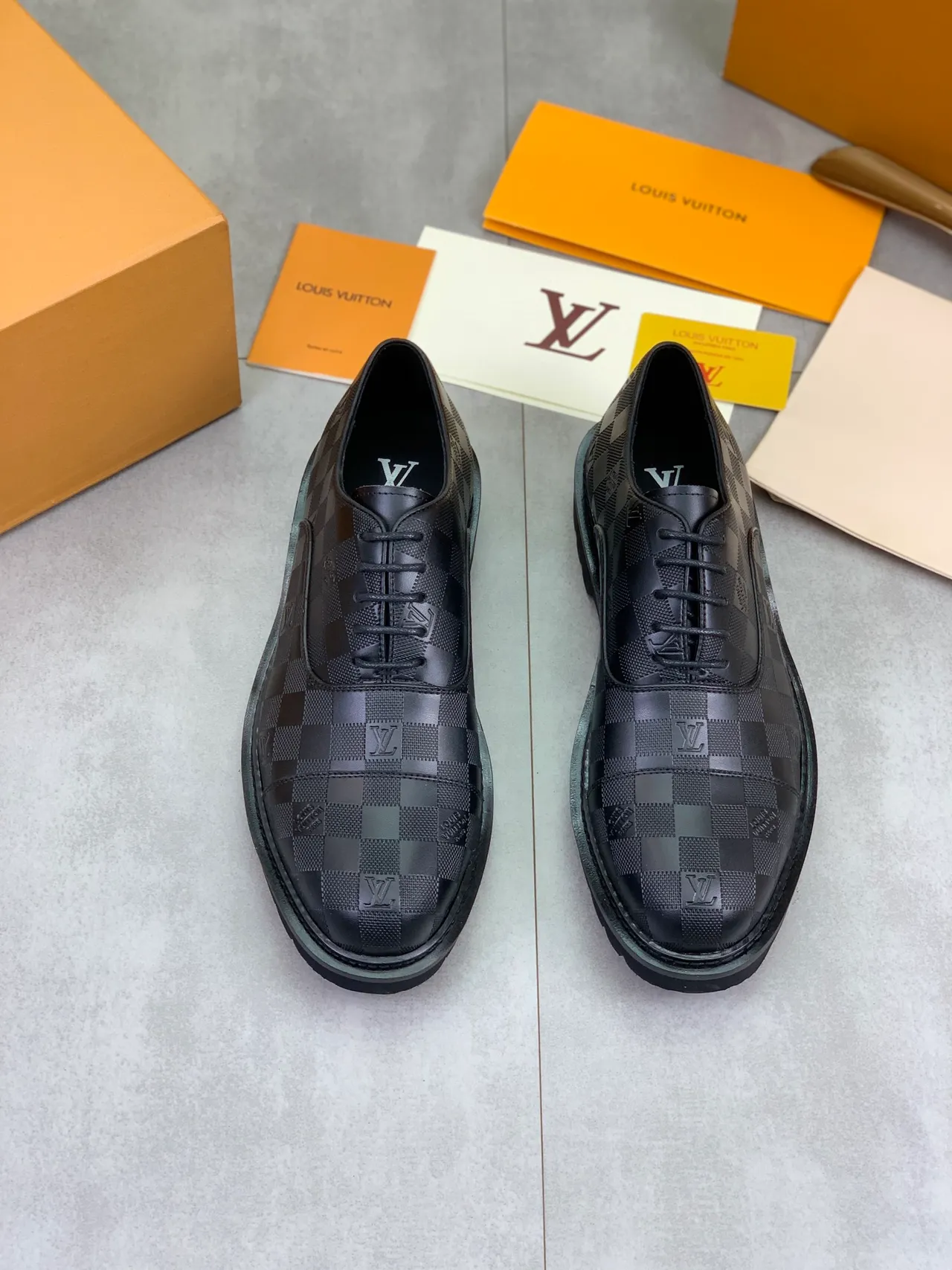 Louis Vuitton Damier Check Cap-Toe Oxford Shoes
