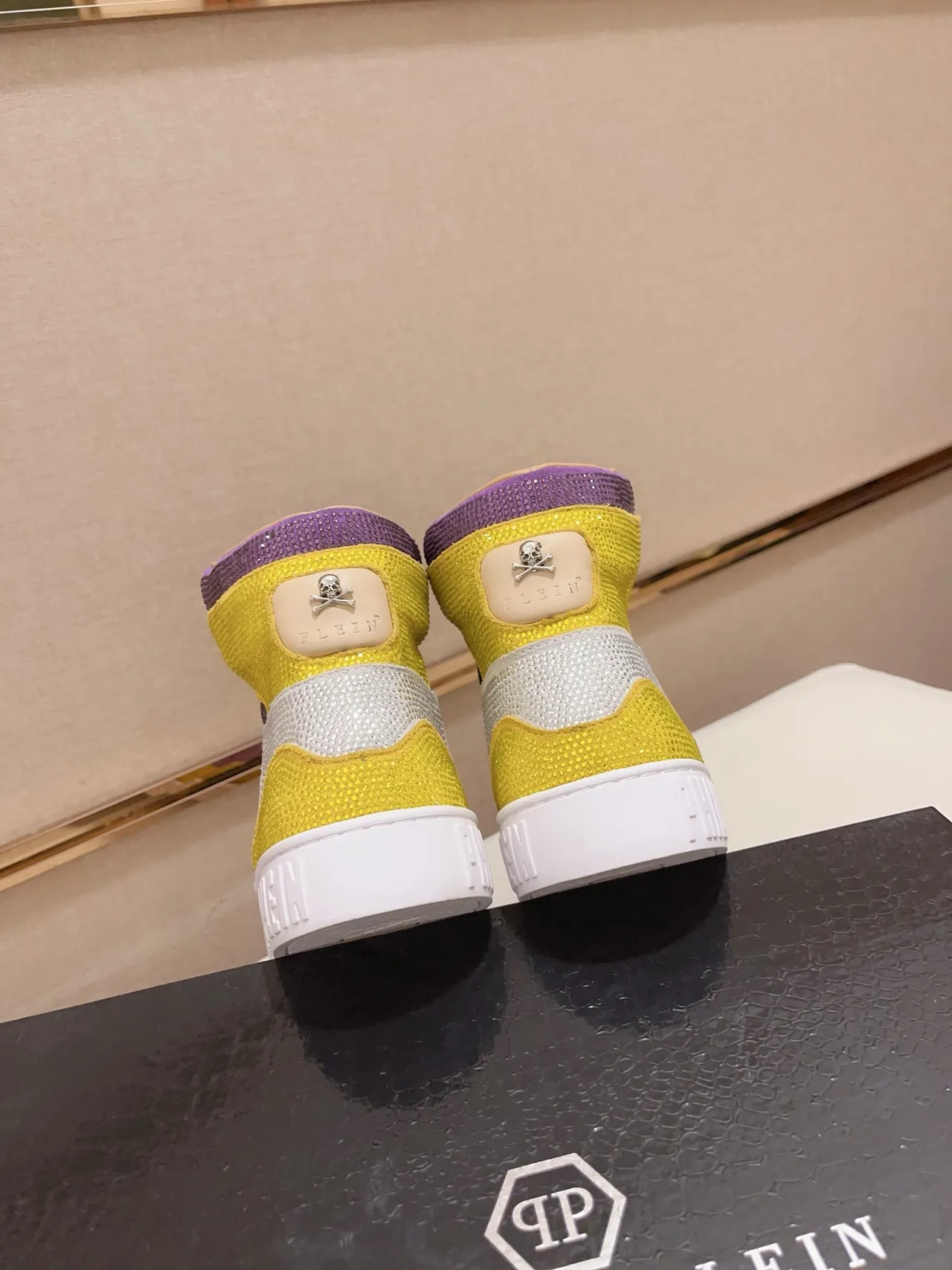 Philipp Plein Crystal-Embellished Yellow Purple Lifestyle Sneaker