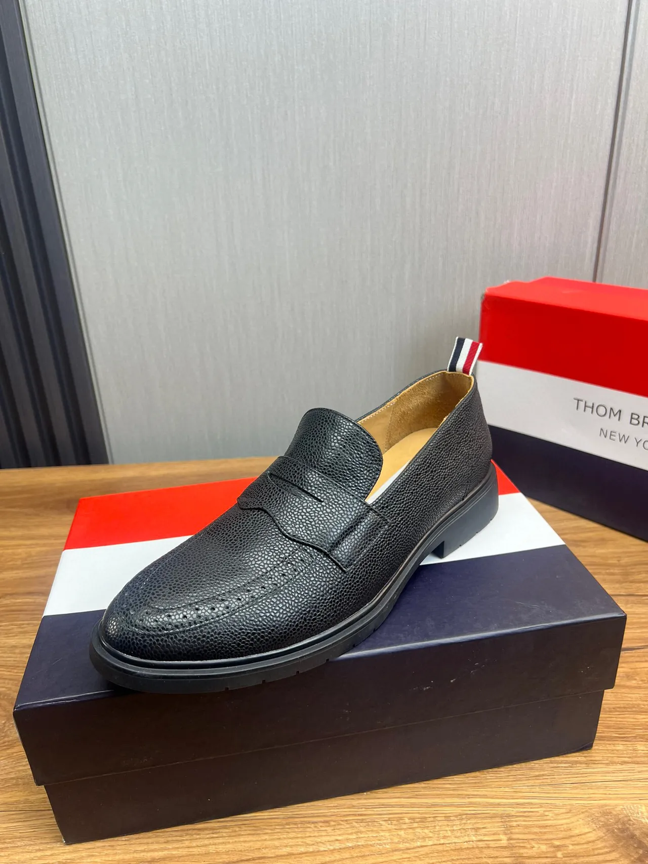 Thom Browne Penny Loafer Black Pebbled Leather Loafers
