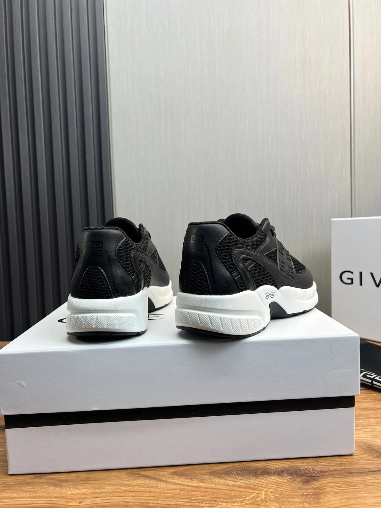 Givenchy City Sport Black Mesh and White Chunky Sneakers